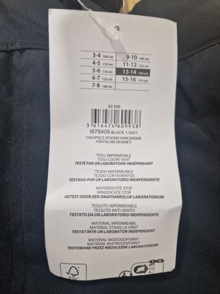 Pantalón de Nieve Negro con Peto 13-14