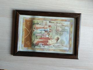 Cuadro antiguo religioso madera papel