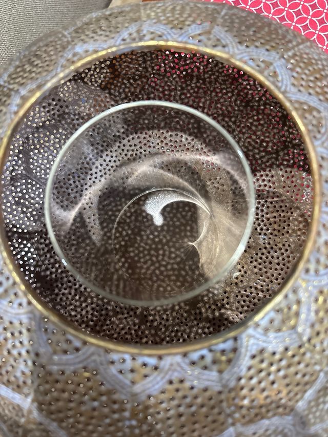 Portavelas grande metal y cristal