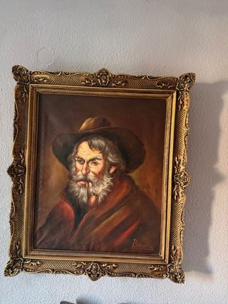 Cuadro antiguo pintado a mano 92x72cm