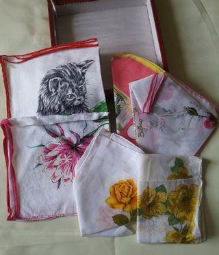 Estuche Antiguo Piel 6 Pañuelos