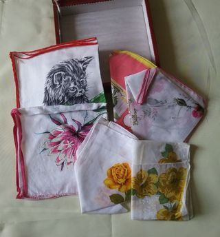 Estuche Antiguo Piel 6 Pañuelos