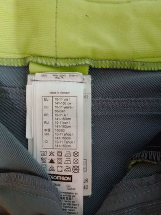 Pantalones montaña niño 10-11 años impermeables