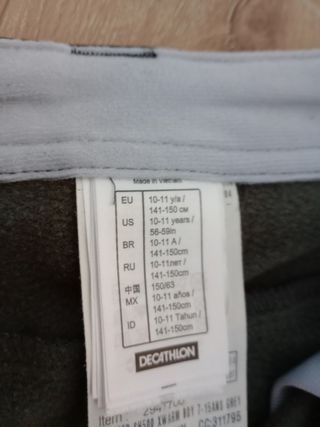 Pantalones montaña niño 10-11 años impermeables