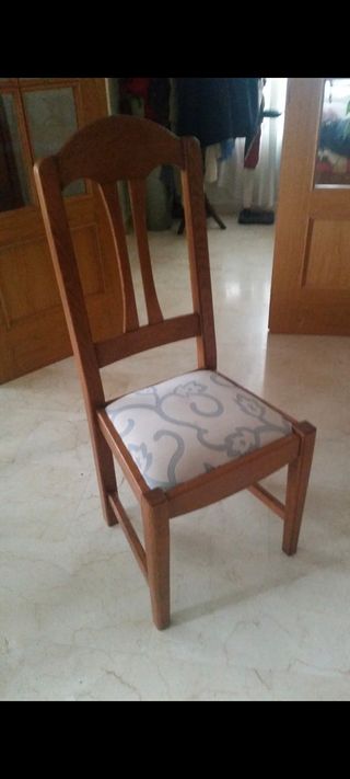 Juego de 6 Sillas de Comedor de Roble, Tapizadas