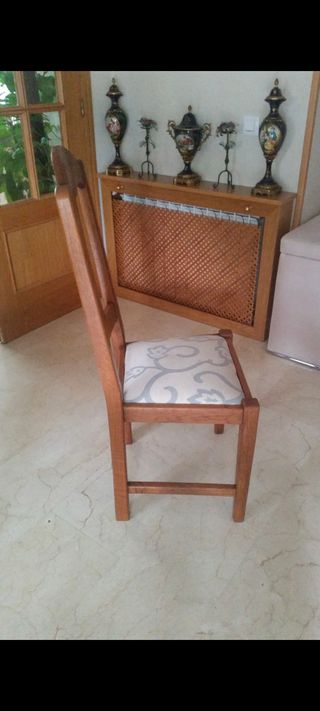 Juego de 6 Sillas de Comedor de Roble, Tapizadas