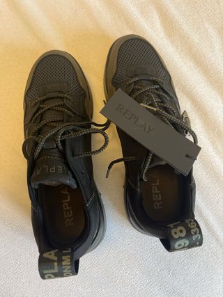 Zapatillas Replay Talla 41 Negras y Verde Oliva