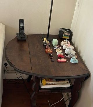 Mesa auxiliar madera antigua abatible