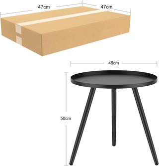 Mesa auxiliar redonda negra 46x50 cm