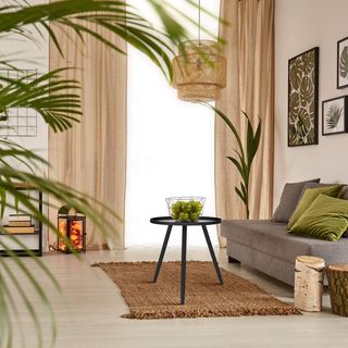 Mesa auxiliar redonda negra 46x50 cm