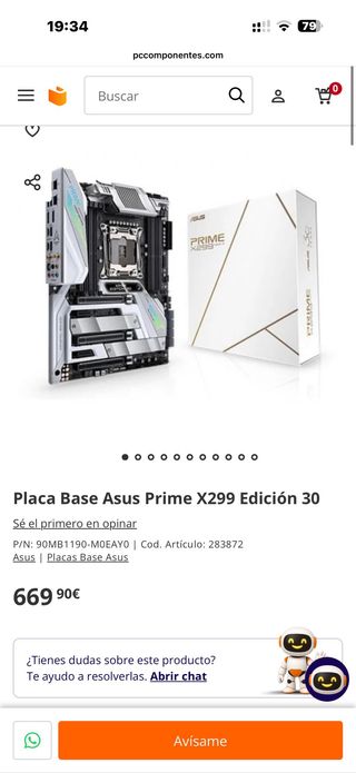 Placa Base Asus Prime X299 Edición 30