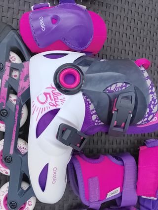 Patines infantiles Oxelo morados y rosas