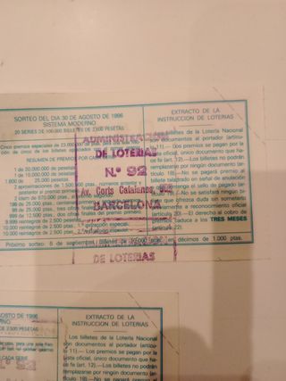 Lotería Nacional 30 Agosto 1986