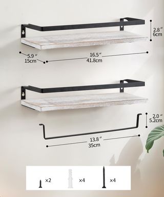 Estante Pared Madera Blanca 42x15cm (2uds)