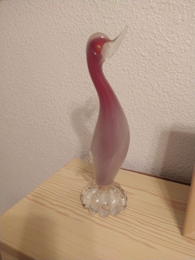 Figura de cristal Murano rosa y transparente