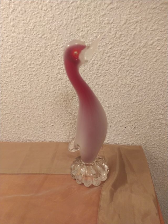 Figura de cristal Murano rosa y transparente