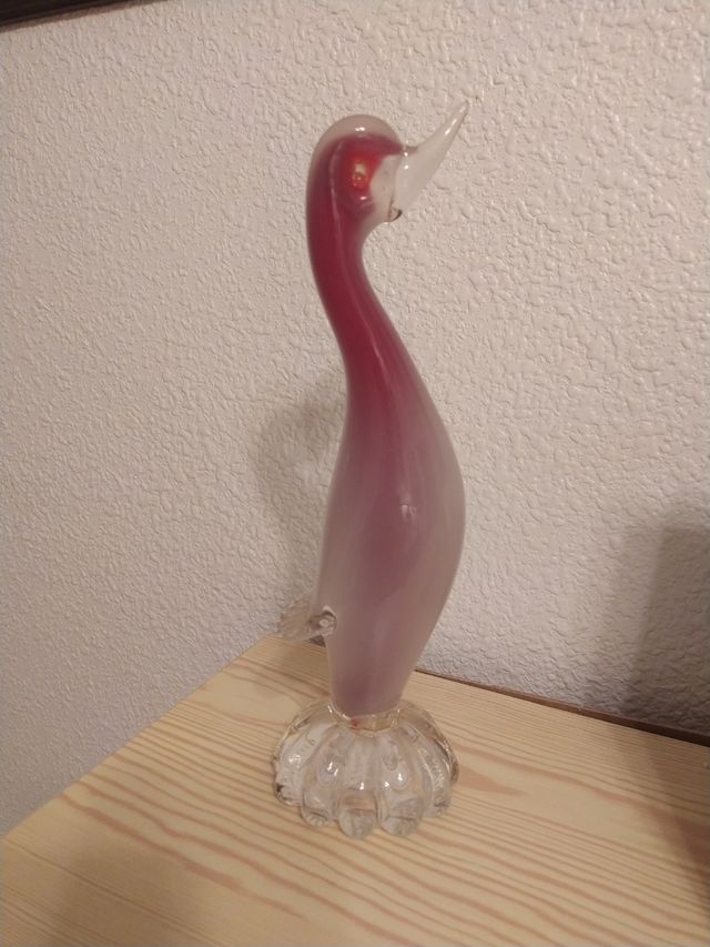 Figura de cristal Murano rosa y transparente