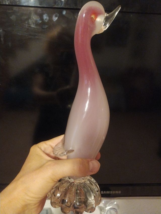 Figura de cristal Murano rosa y transparente