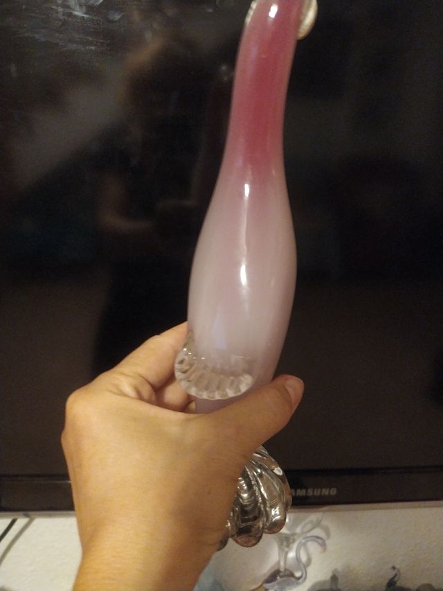 Figura de cristal Murano rosa y transparente