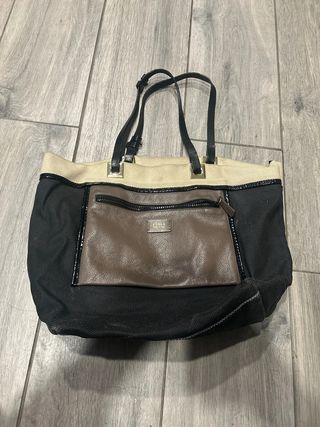 Borsa a spalla Furla beige, nera e marrone