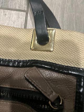 Borsa a spalla Furla beige, nera e marrone