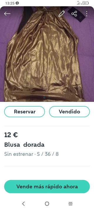 Blusa dorada talla S sirve también como una M
