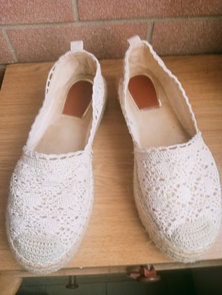 Scarpe donna estive pizzo beige