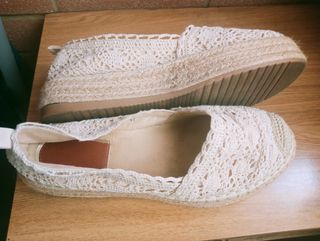 Scarpe donna estive pizzo beige