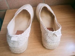 Scarpe donna estive pizzo beige