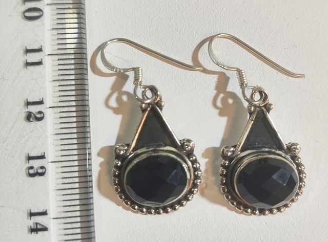 Pendientes Plata con Piedra Negra