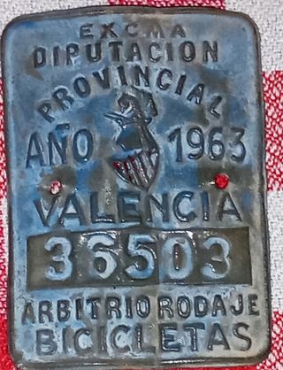 Chapa metálica Bicicleta Valencia 1963