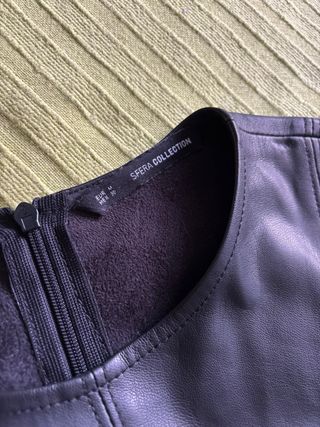 Moderno Vestido Negro Cuero Talla M