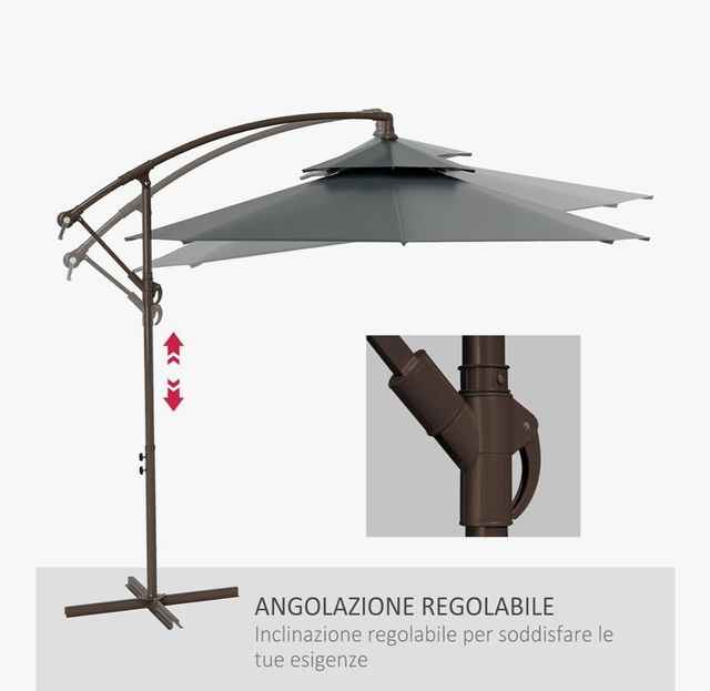 Ombrellone Outsunny Grigio 267cm