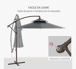 Ombrellone Outsunny Grigio 267cm
