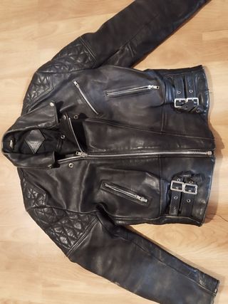Chaqueta de cuero moto con refuerzos Diamond 