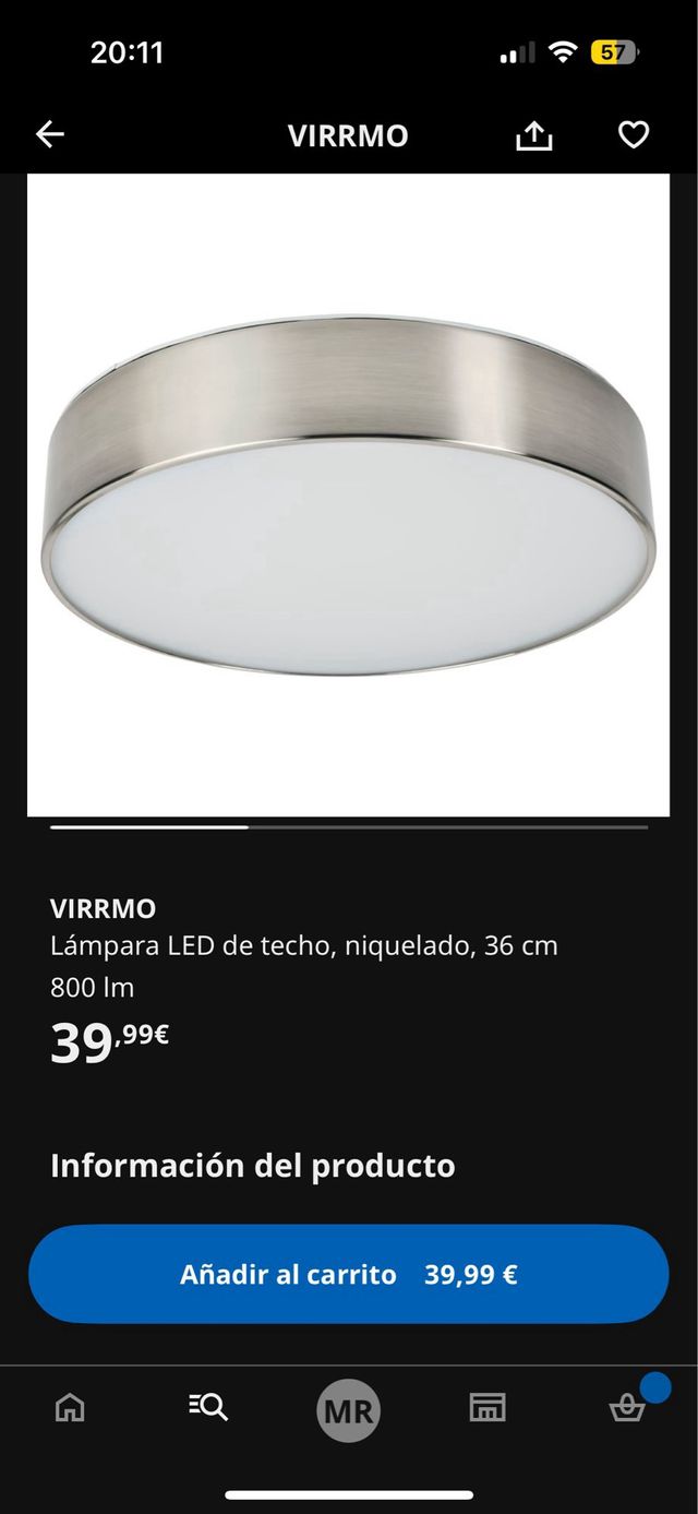 Lámpara Techo LED IKEA VIRRMO