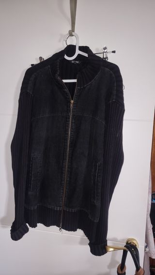 Cazadora de pana sport negra. Una 48 50 doble crem