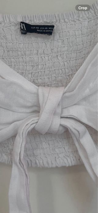 Top Lino Blanco Lazado