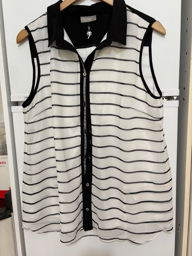 Camiseta Canda sin mangas rayas