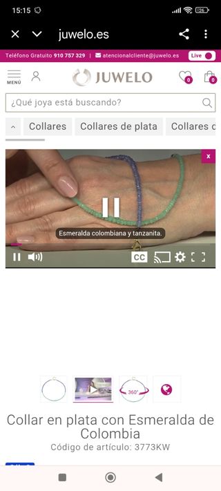 Collar/gargantill/cadena esmeraldas colombianas y