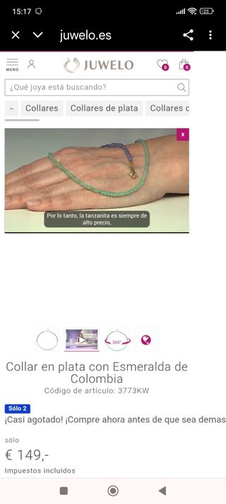 Collar/gargantill/cadena esmeraldas colombianas y