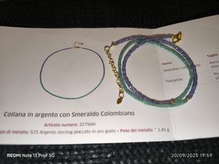 Collar/gargantill/cadena esmeraldas colombianas y