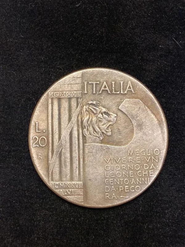 20 Liras Italia 1943 Mussolini