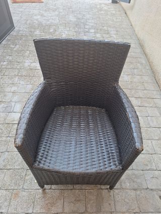 Mesa y 5 sillones de jardín fibra sintética, ratán