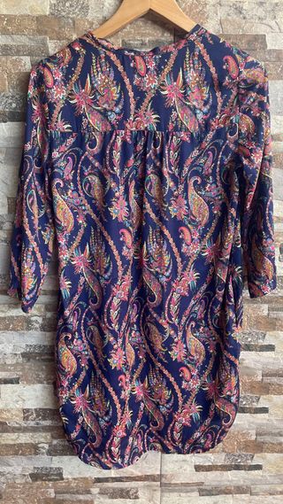 Vestido Zara Estampado Paisley Azul