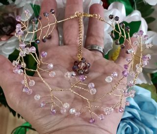 Collar choker tonos lilas y rosados