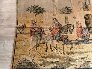 Tapiz árabe desierto caballos camellos