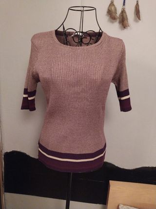 Jersey de algodón morado y blanco