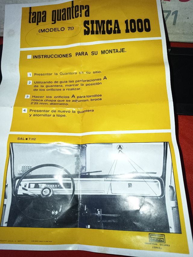 Tapa guantera Simca 1000 Modelo 71