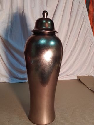 Jarrón Metálico Dorado y Plateado